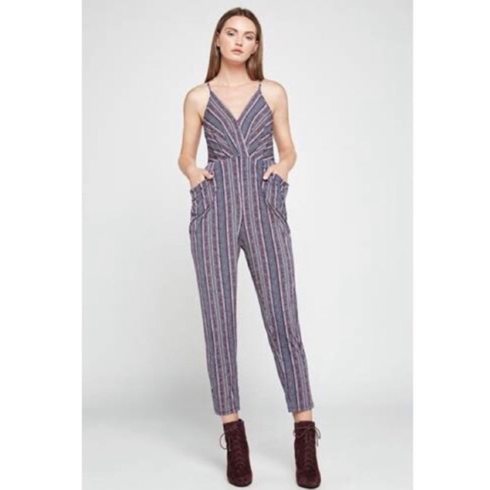 BGBG Striped Draped Pocket Jumpsuit